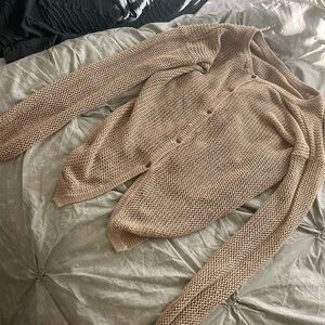 Gold Metallic Sweater with Buttons